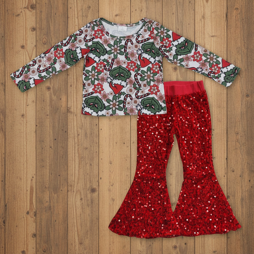 christmas sequins pants outfit