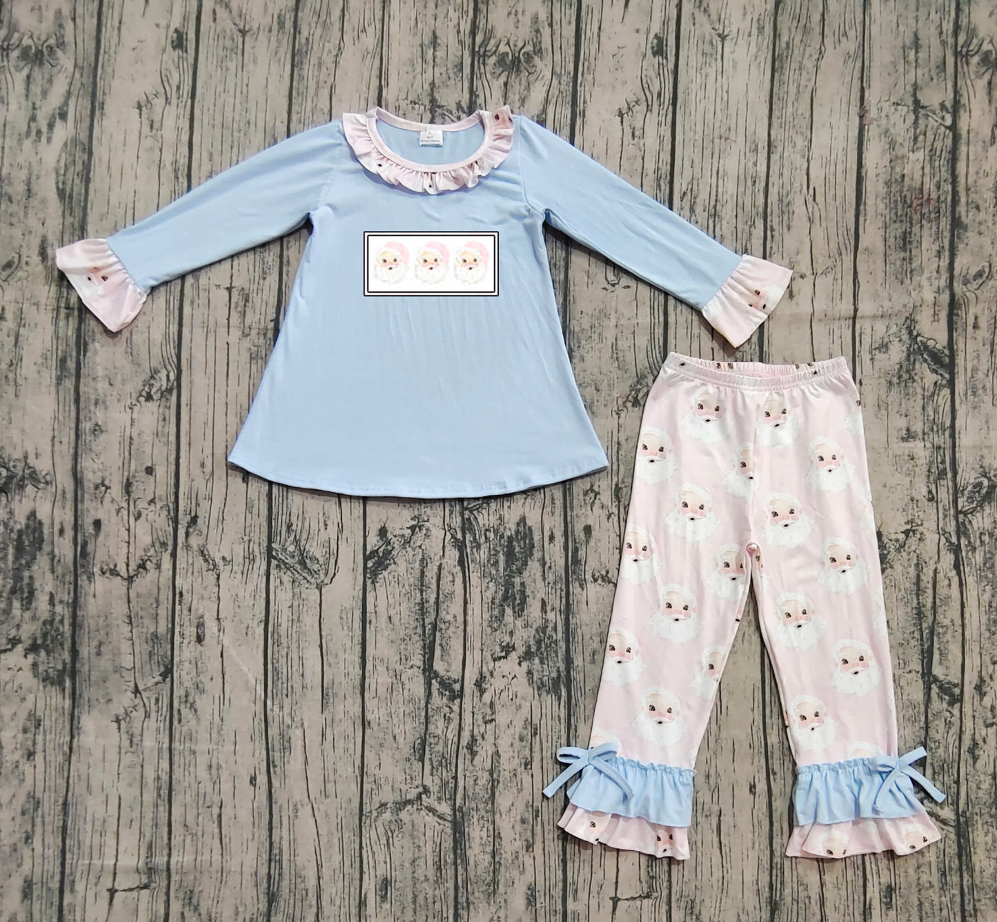 pre order pink santa girl pants set (will do embroidery)