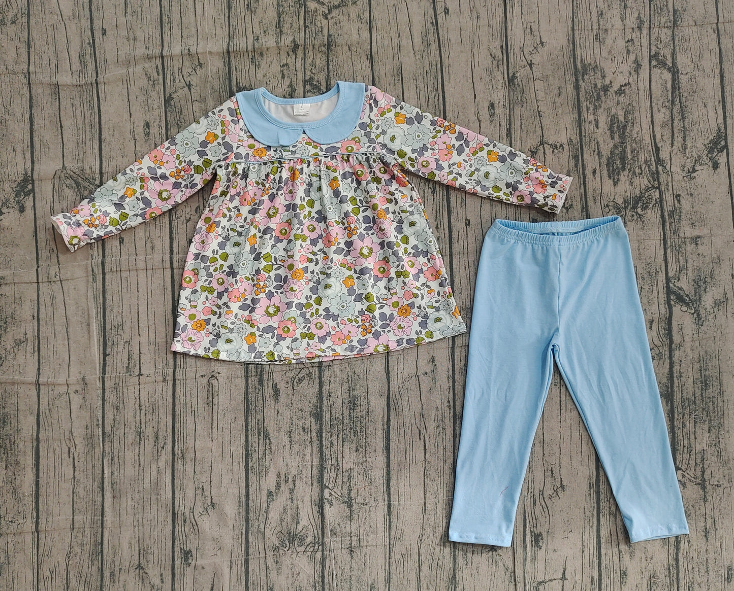 pre order floral tunic blue legging outfit baby girl fall clothing