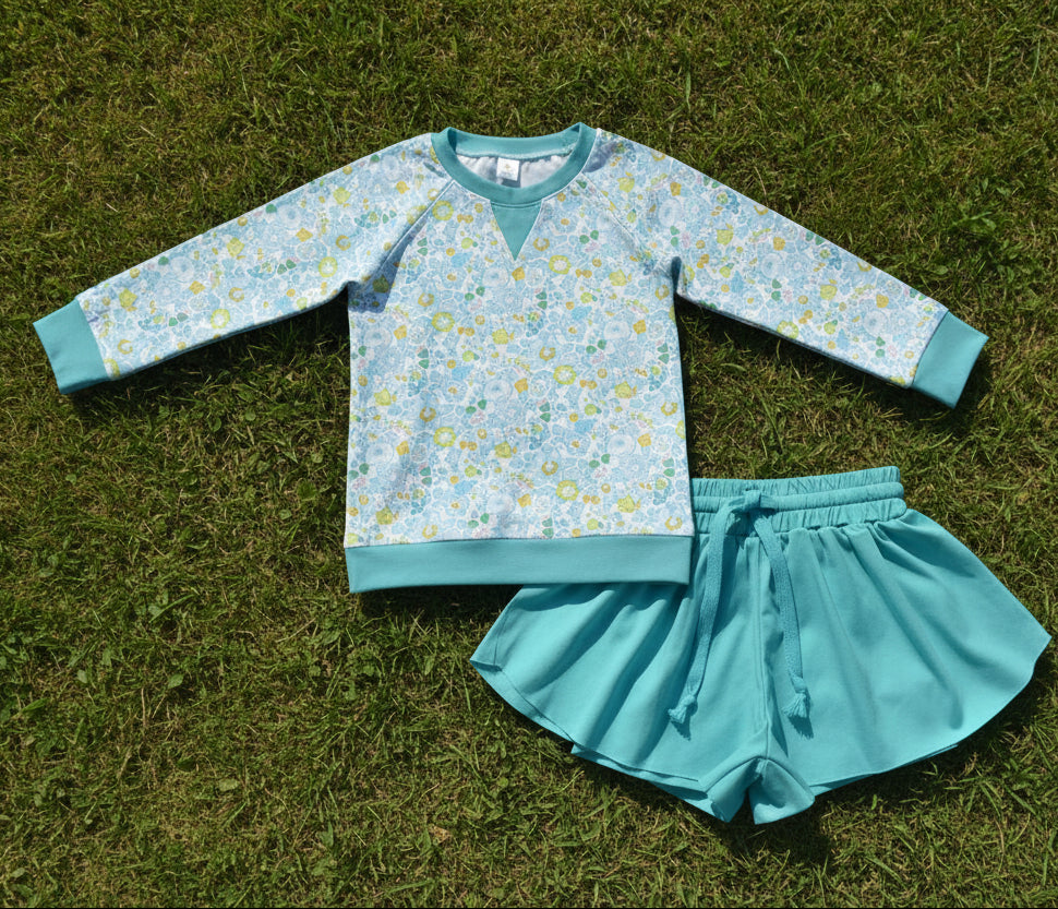 floral pullover athletic shorts set