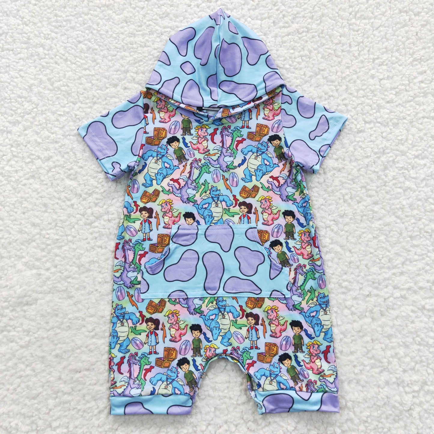 zoo dinosaur baby boy hoodie romper