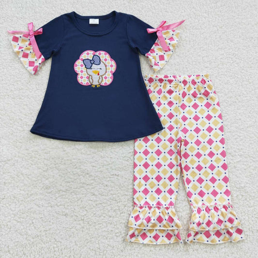 turkey embroidery girl thanksgiving day outfit