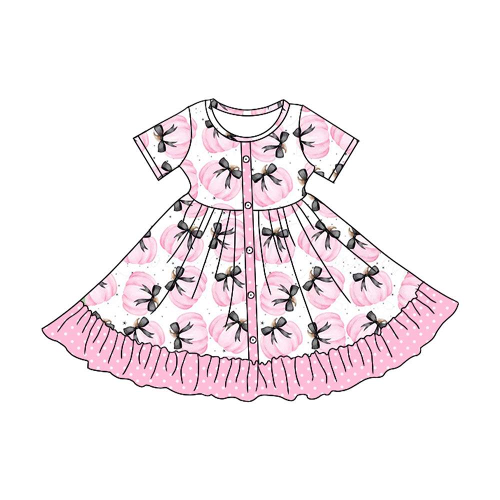 pre order pink pumpkin button dress