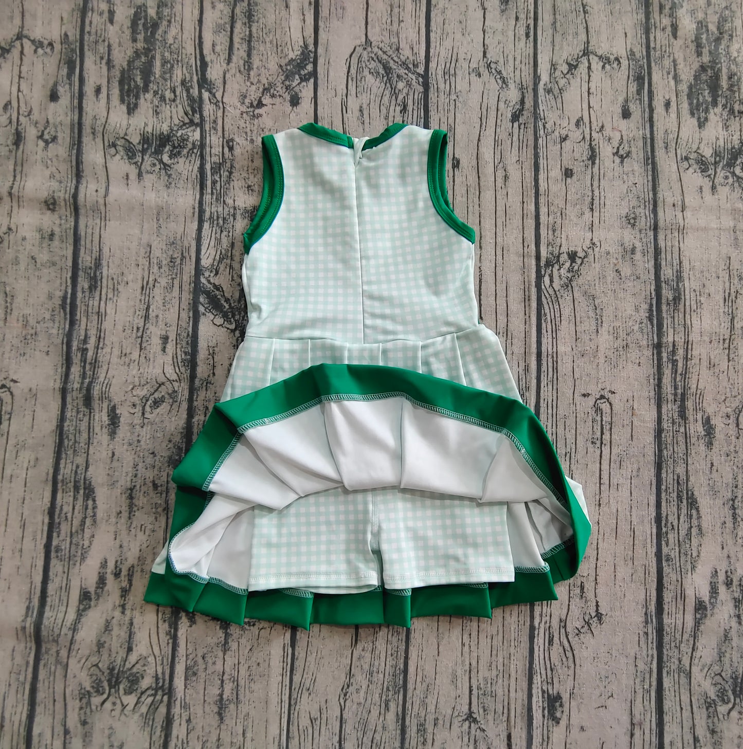 sports green plaid athletic pleated dress