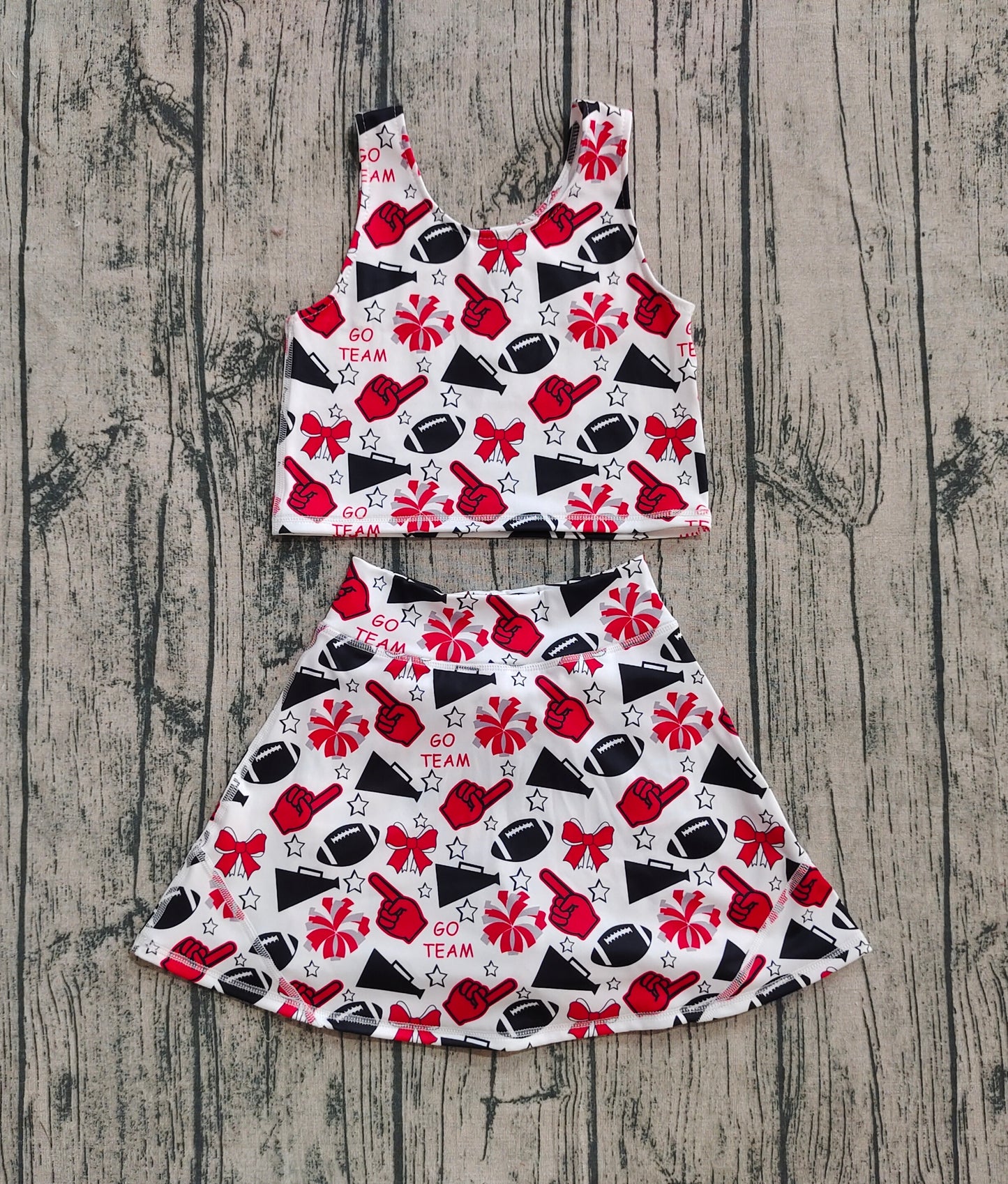 go team cheer football athletic skirt set
