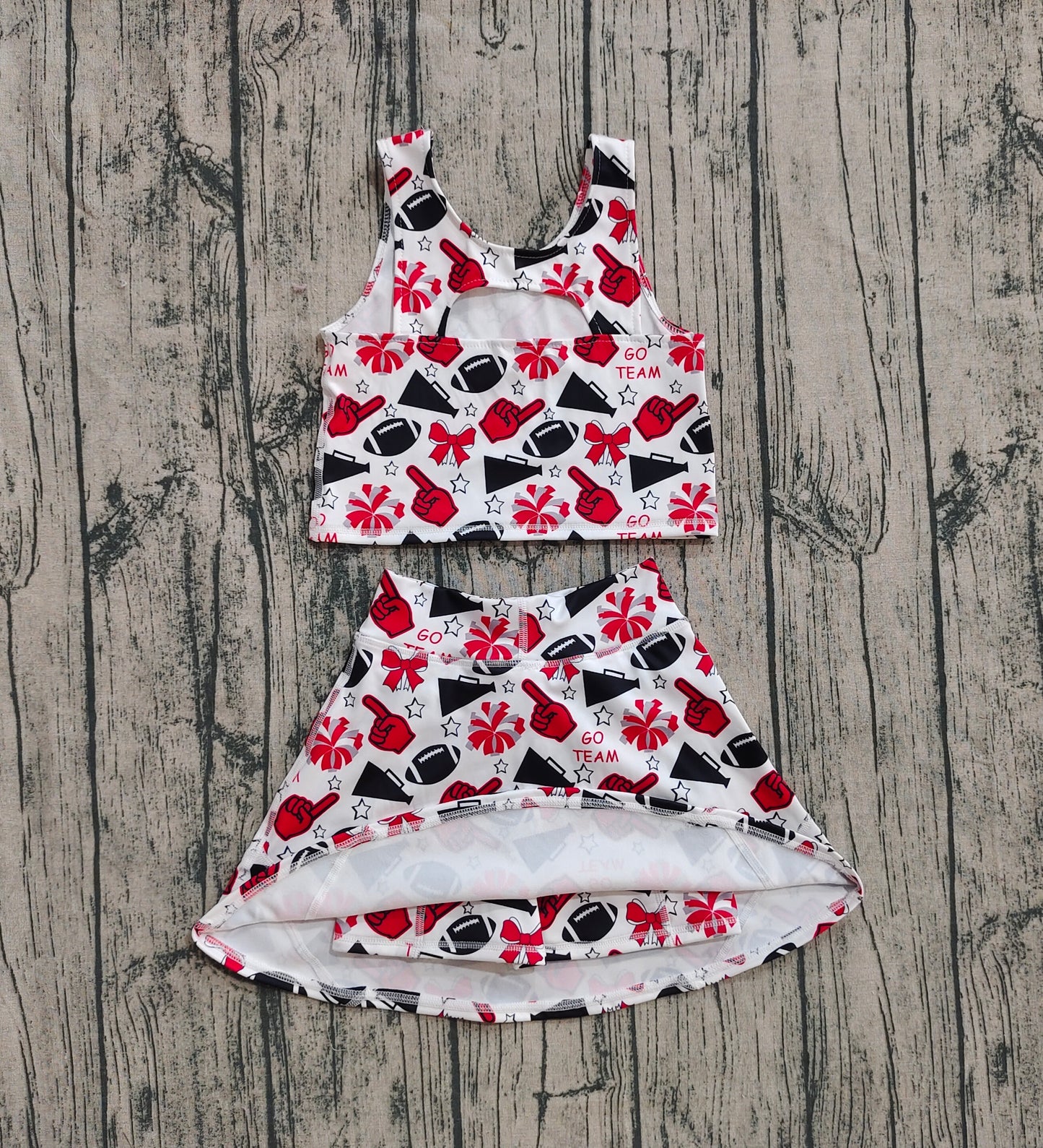 go team cheer football athletic skirt set