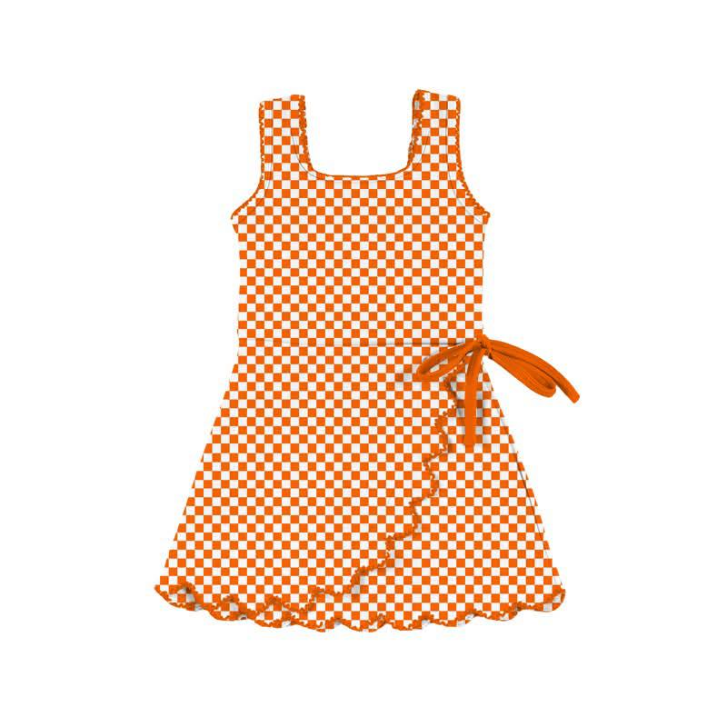 pre order orange checkered athletic skort dress