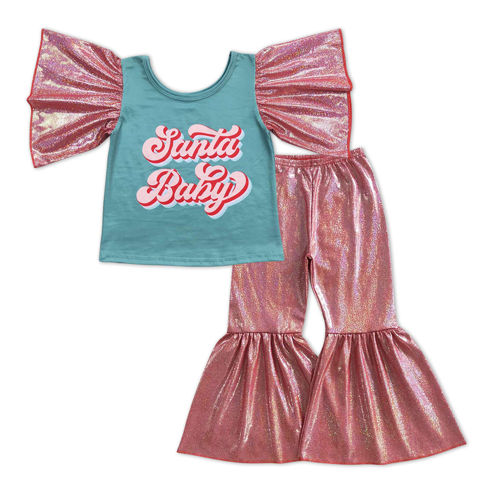 santa baby shinny bell bottom outfit