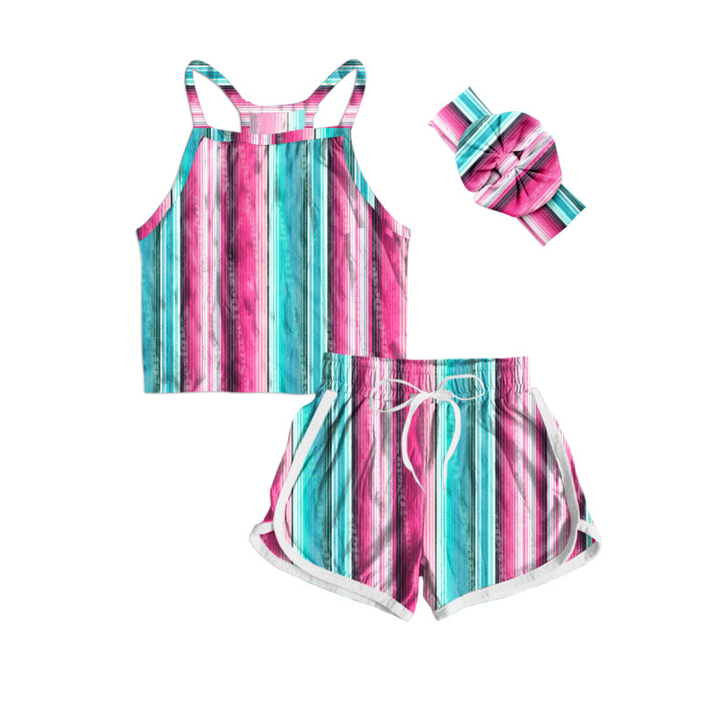 Pre order kids vests cami sleeveless top t-shirt tank top shorts set with headband