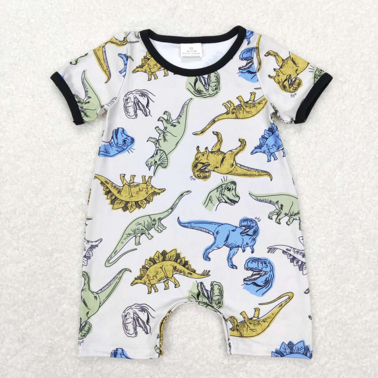 baby boy short sleeve dinosaur romper