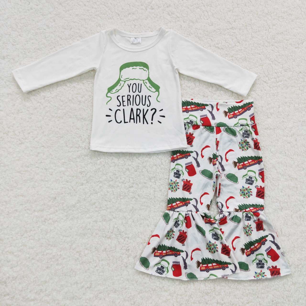 ''you serious clark" girls christmas bells set