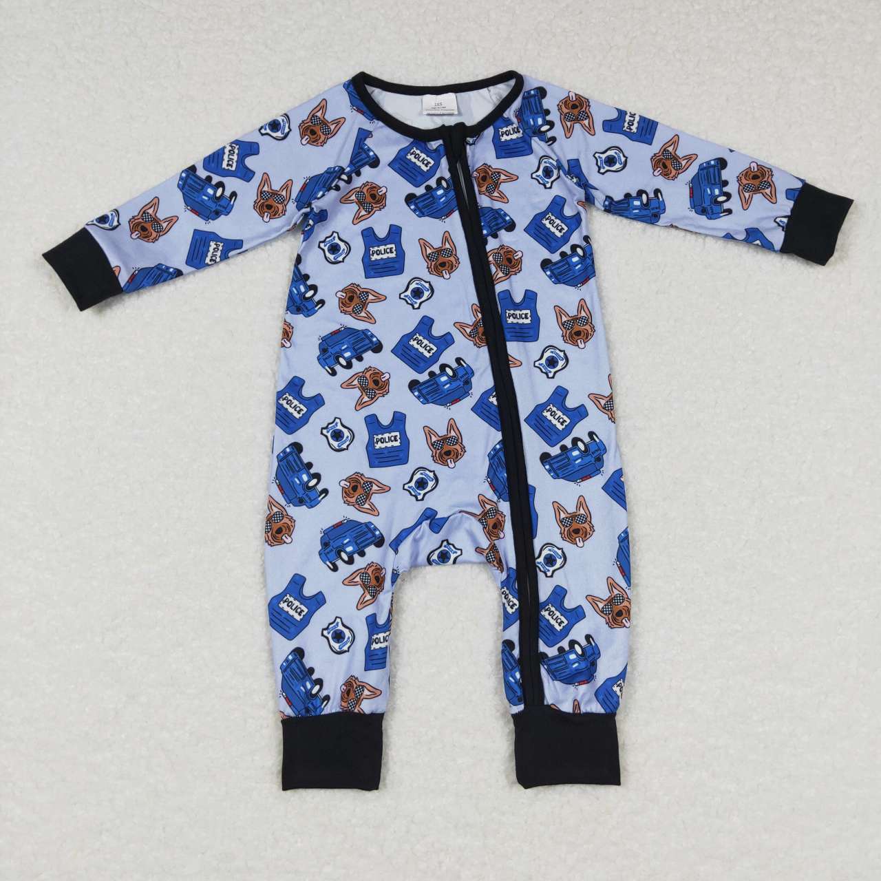 police romper baby boy zip sleeper