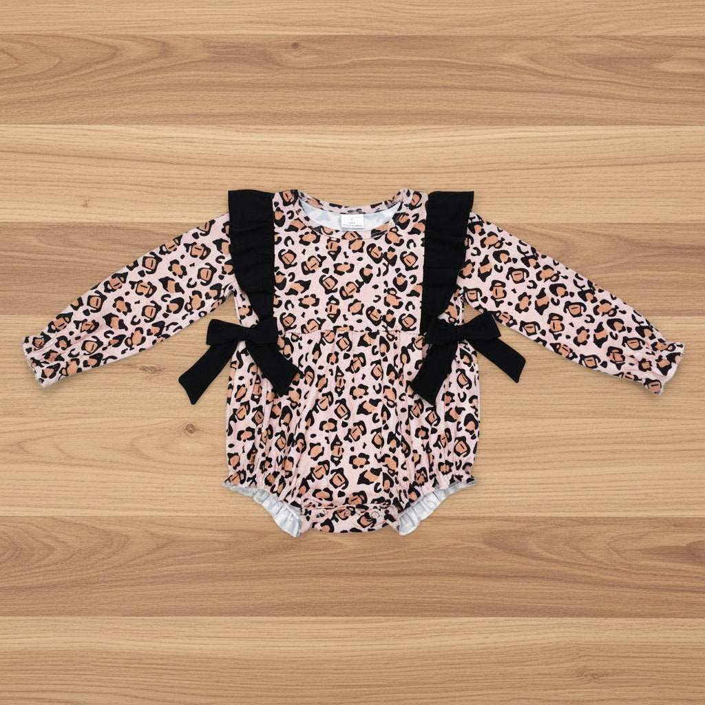 long sleeve leopard bow bubble
