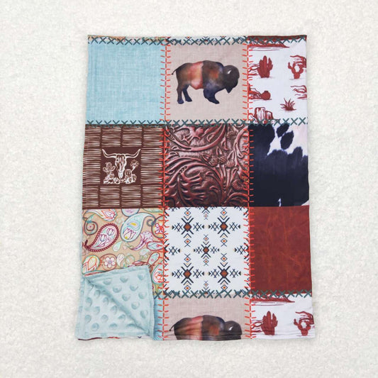 plaid cattle print minky blanket