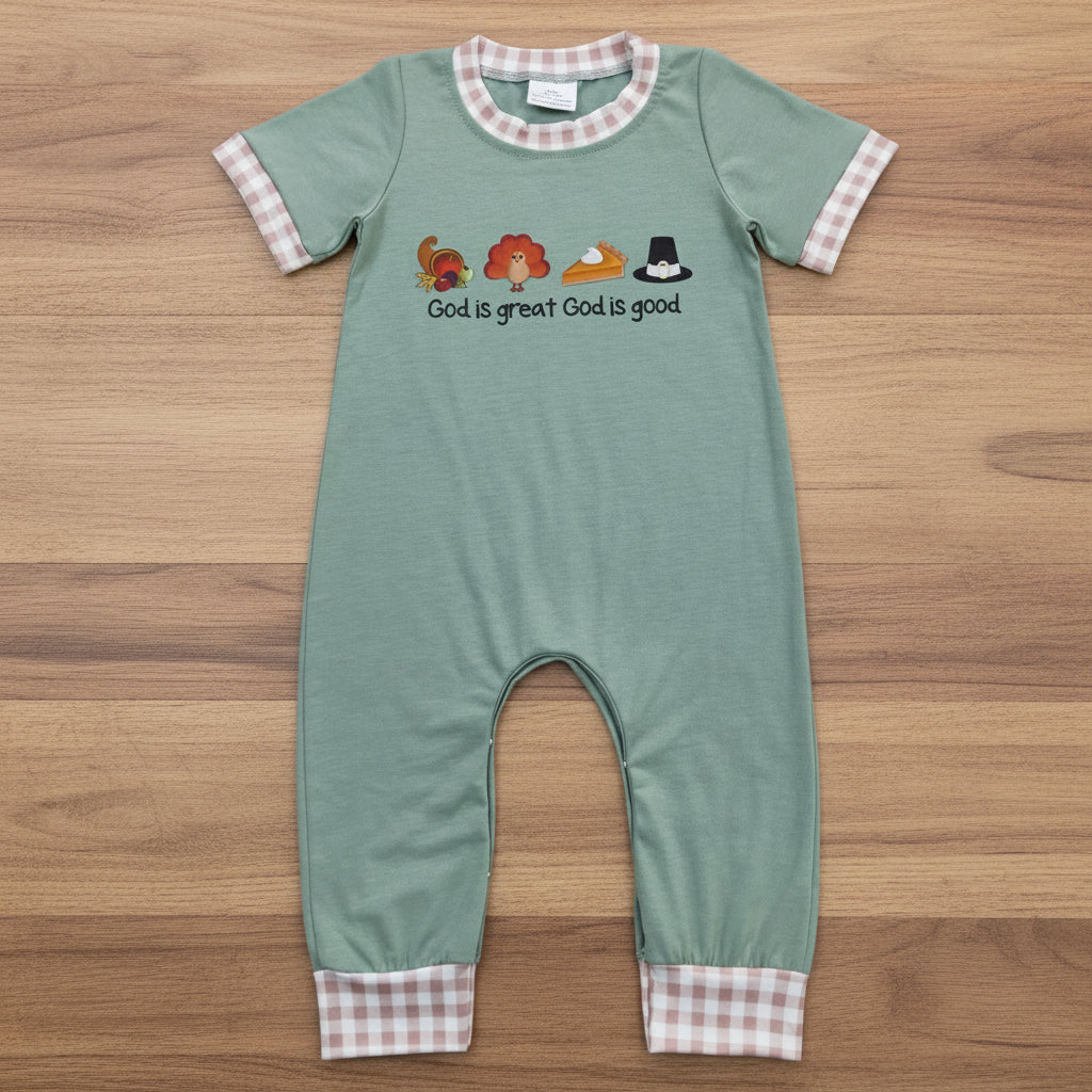 baby boy thanksgiving day digital printed romper