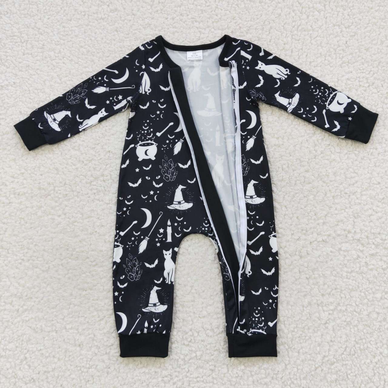 Halloweenise black witch infant boy zip sleeper
