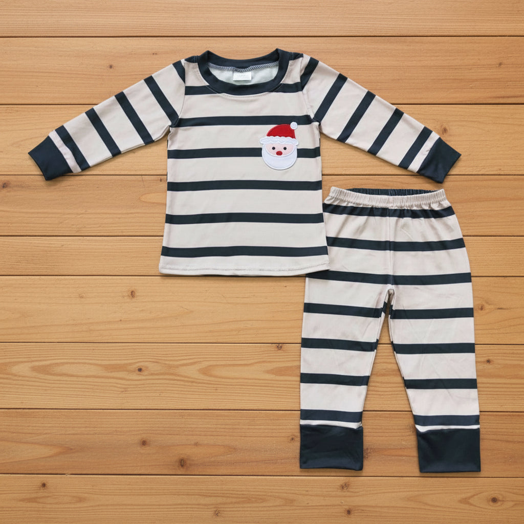 Christmas santa embroidered boy pajama set