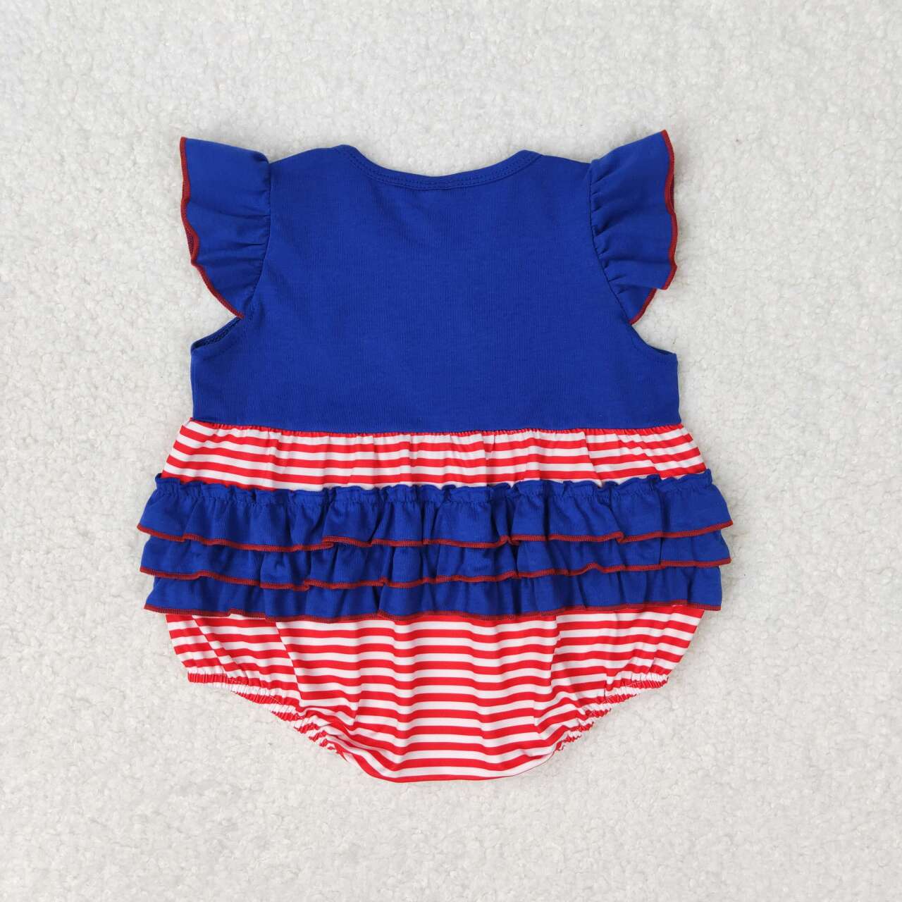 stripes embroidery flag ruffle romper baby patriotic clothes
