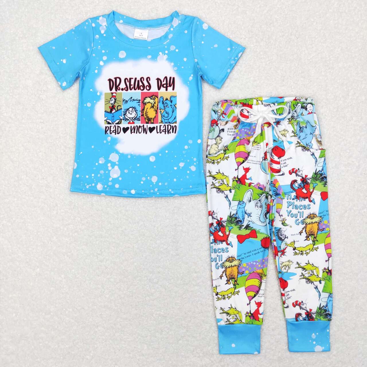 short sleeve blue dr seuss jogger outfit boys clothing