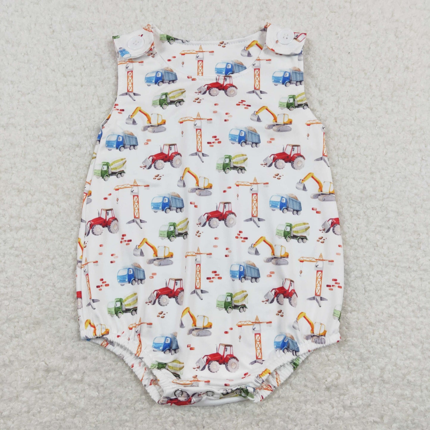 construction truck print baby boy bubble