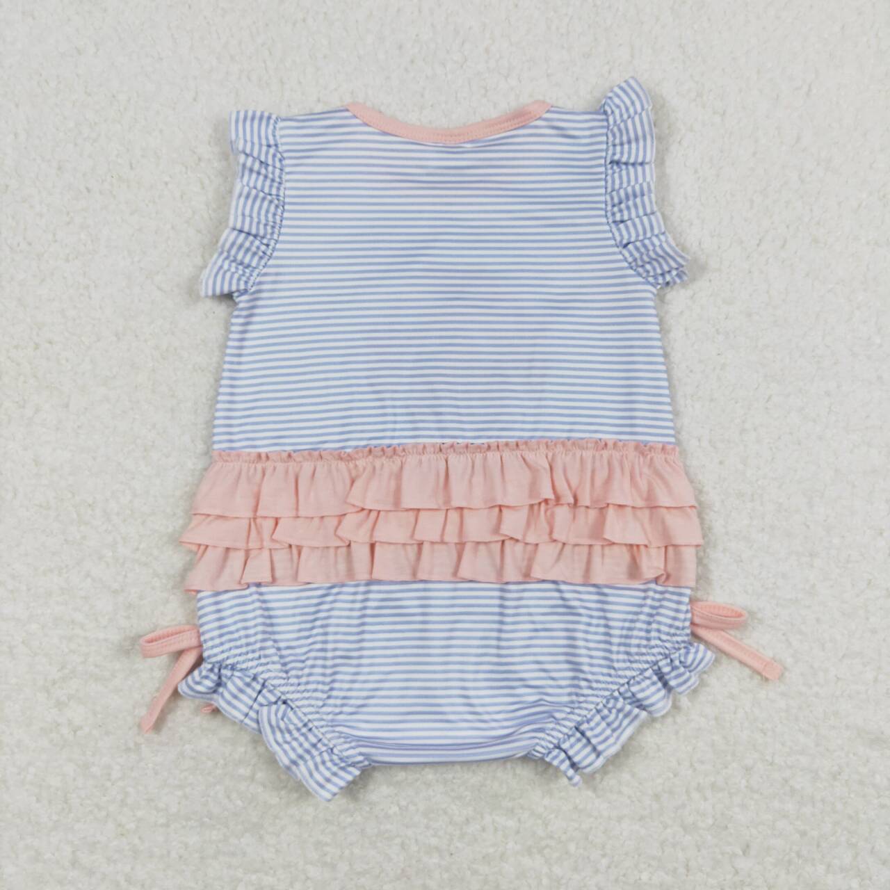 girl stripe ruffle ballet embroidery bubble baby clothes