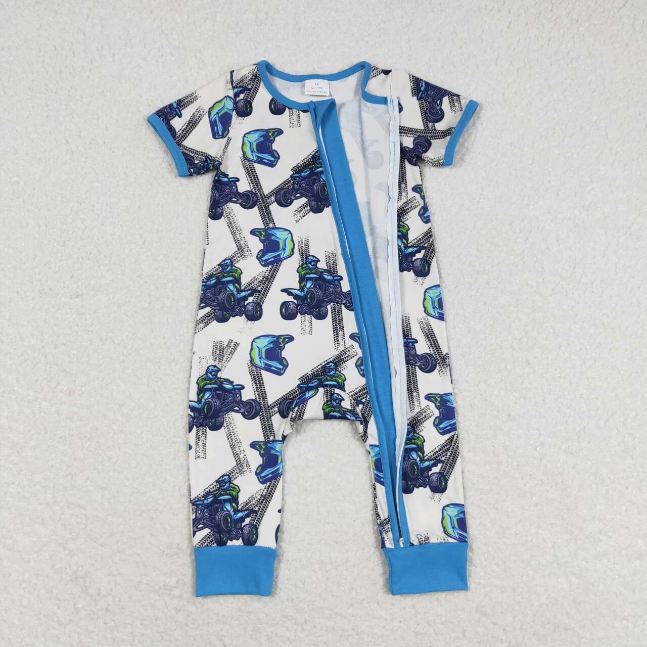 monster truck baby boy zip sleeper