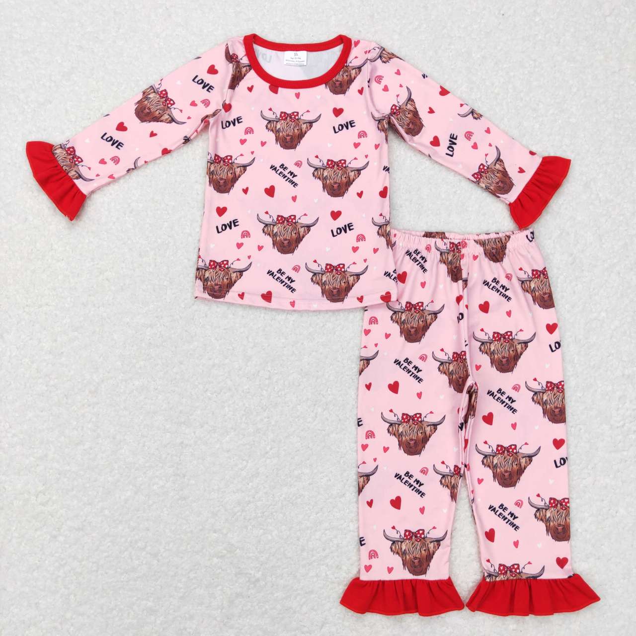 be my valentine highland cow print girls pajama