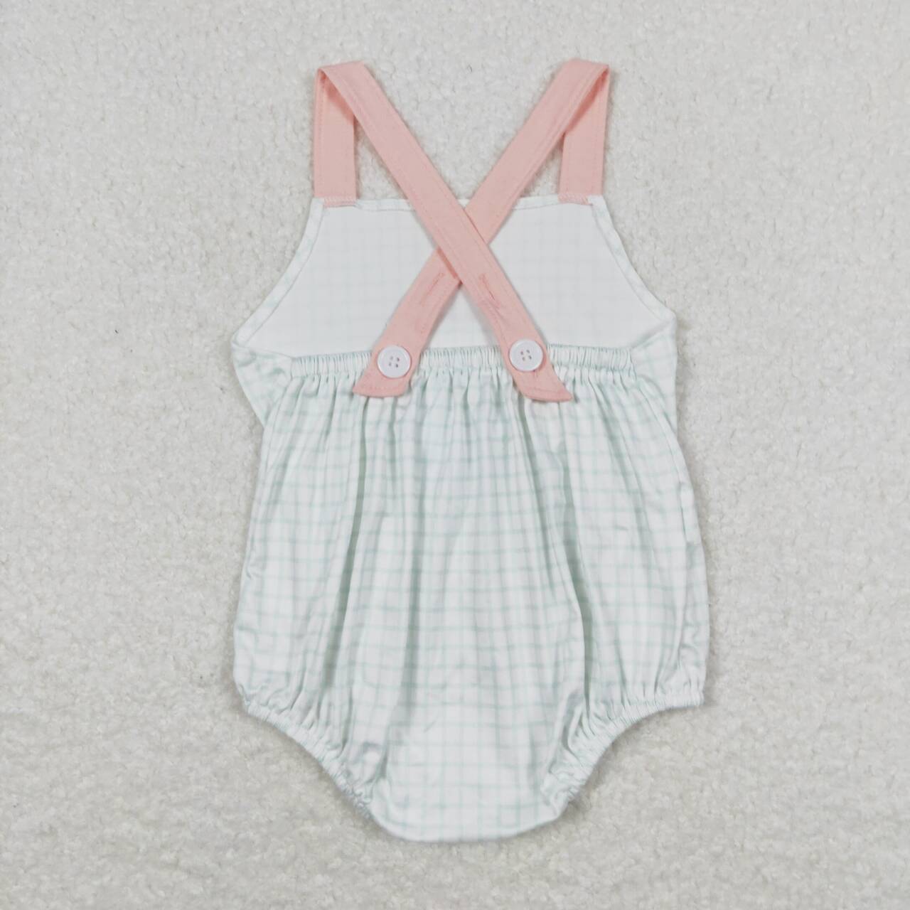 green gingham baby boy cross back bubble