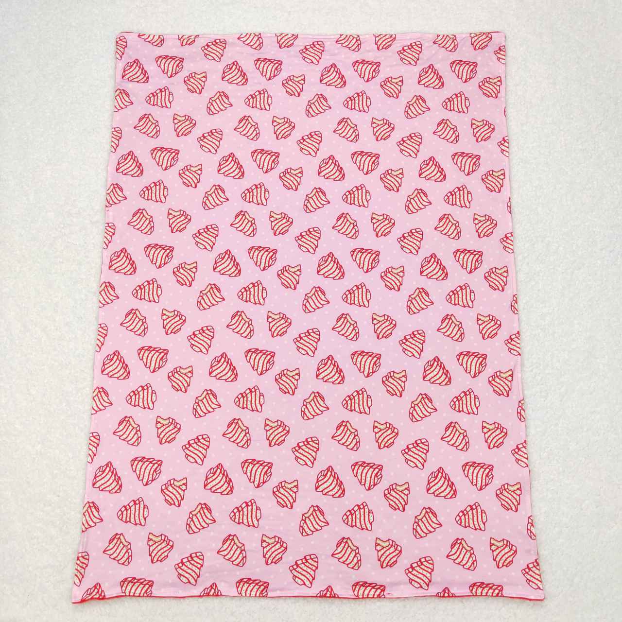 pink christmas cake print minky blanket
