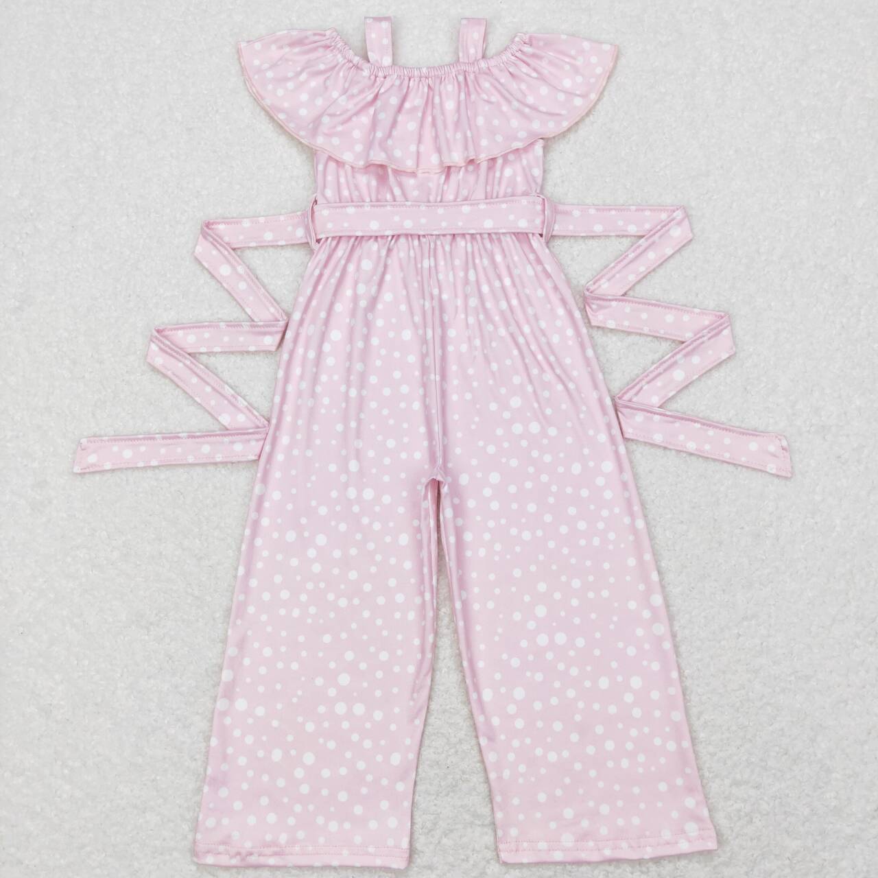 strap pink polk dots kids girls jumpsuit