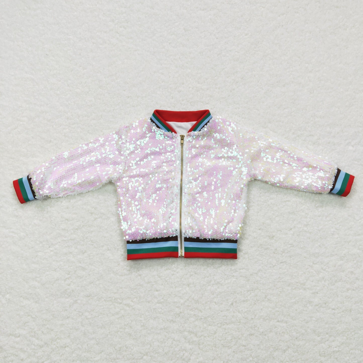 girls shinny zip sequins jacket