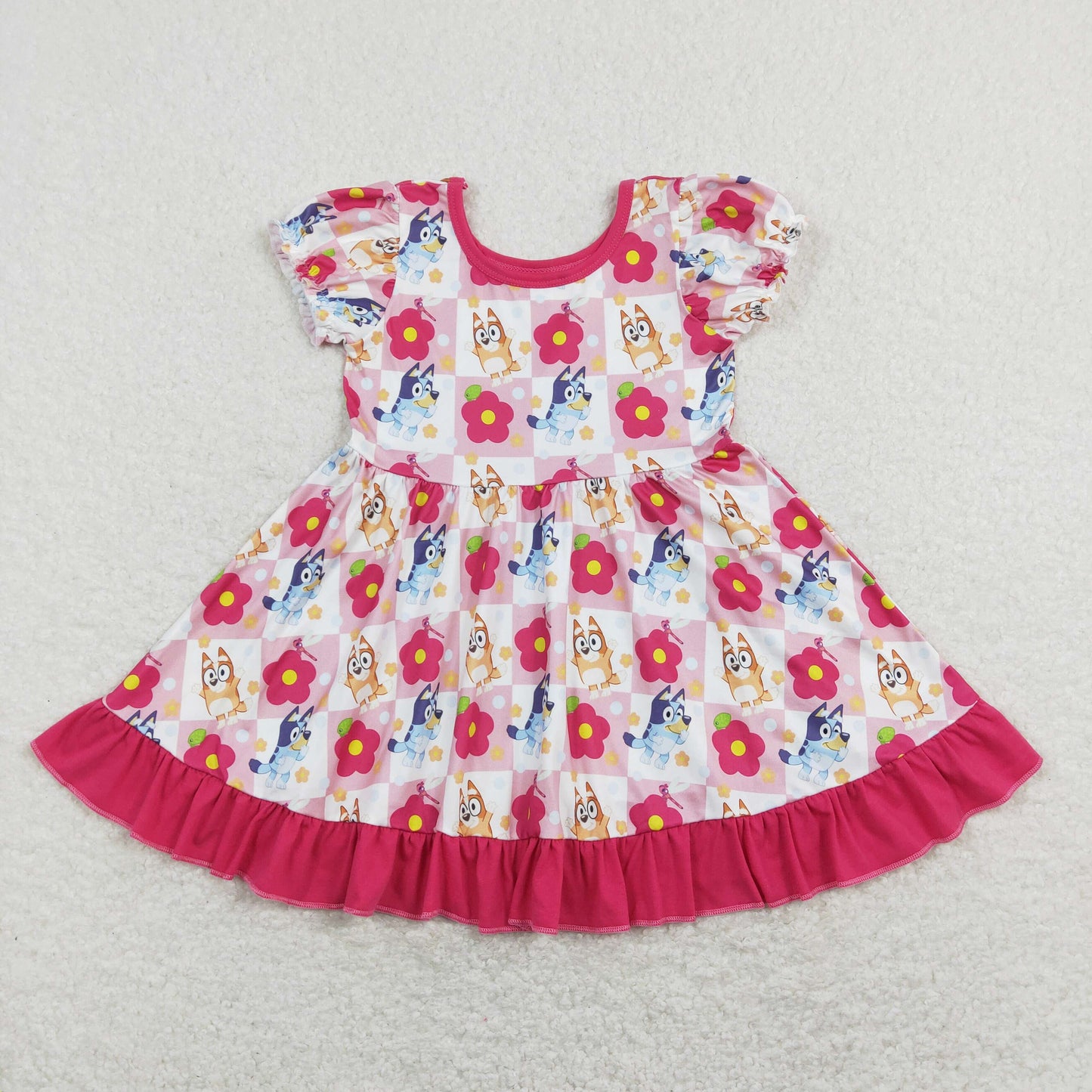 hot pink floral dog ruffle dress