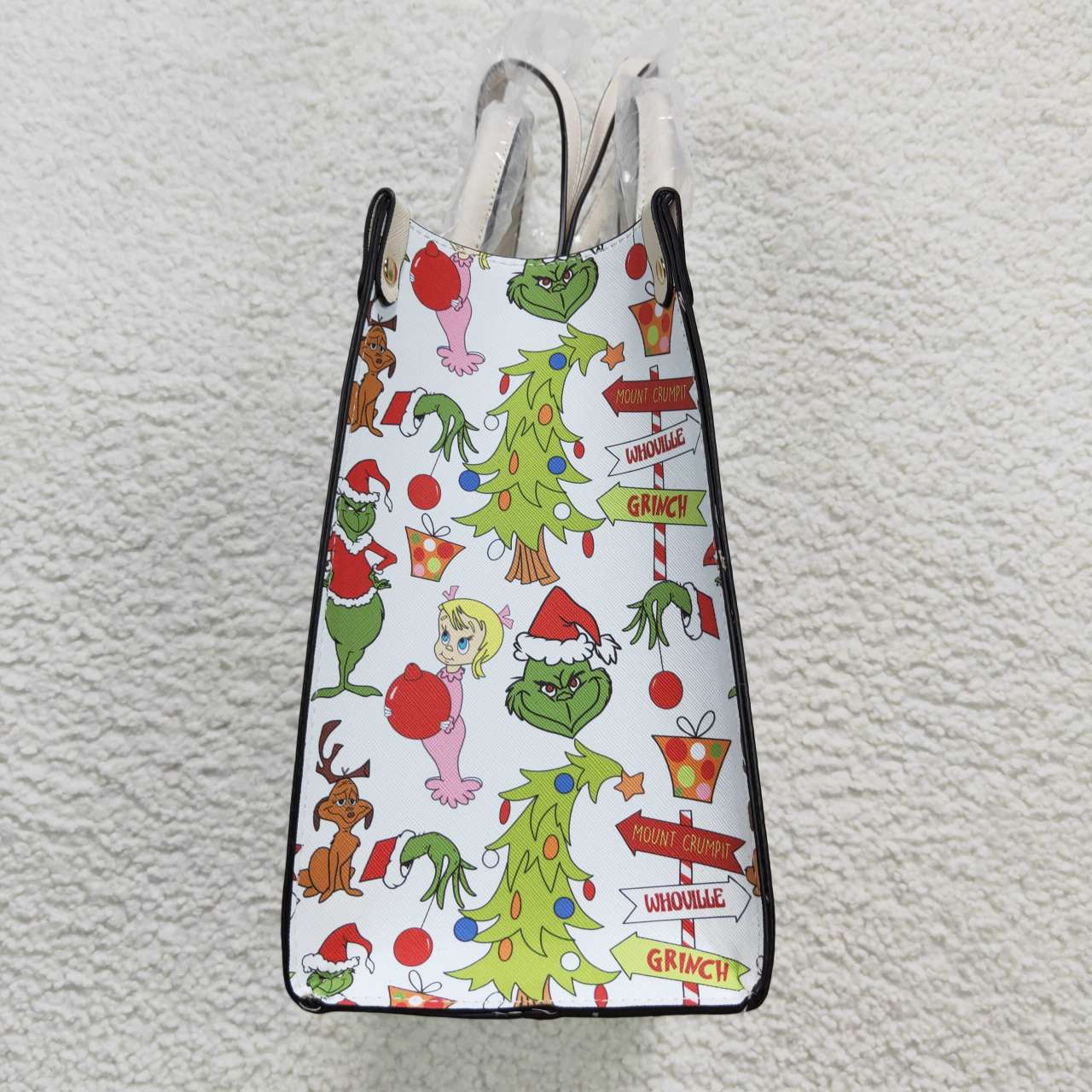 white grinchey girls Christmas tote bag (not do restock)