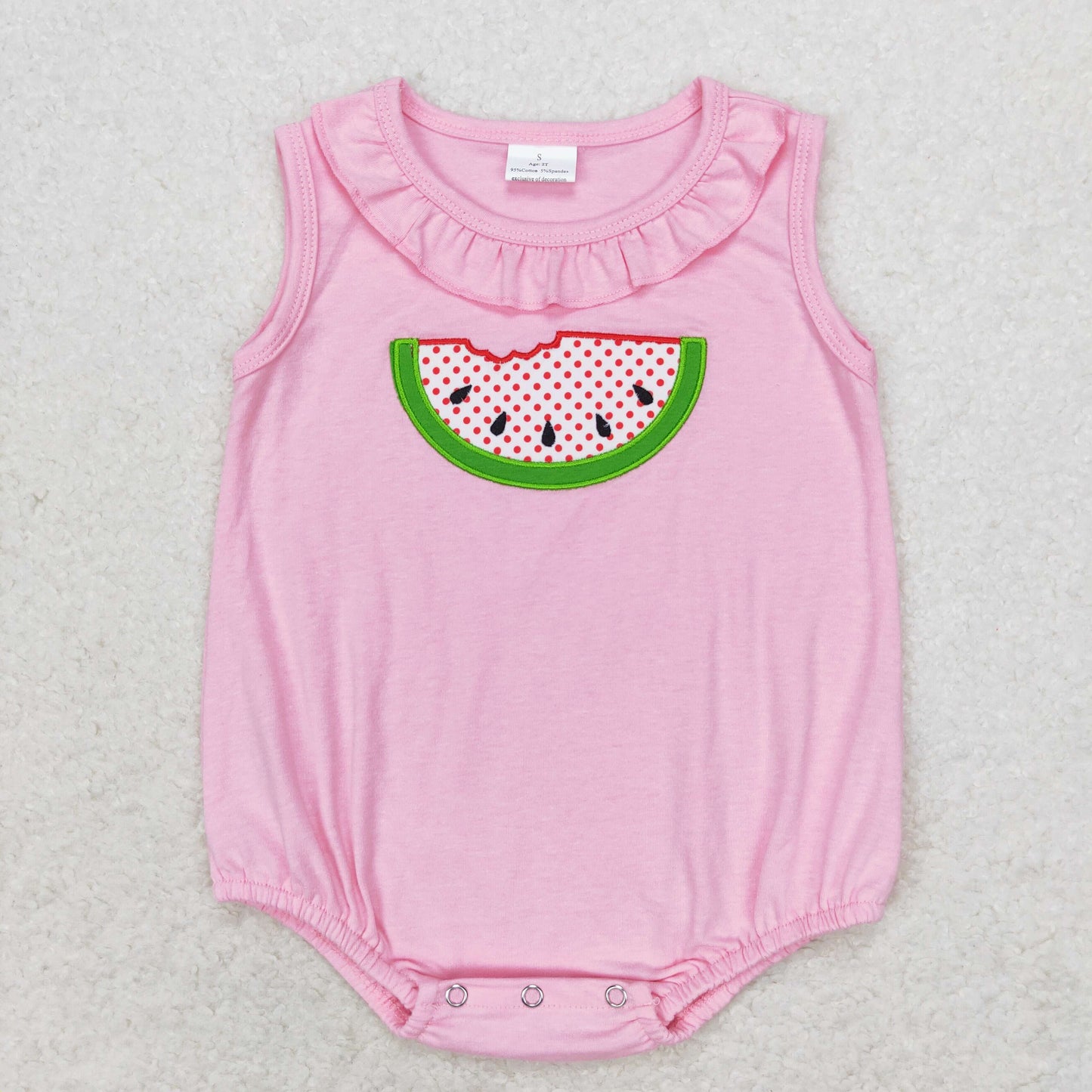 baby girl pink cotton watermelon embroidery bubble