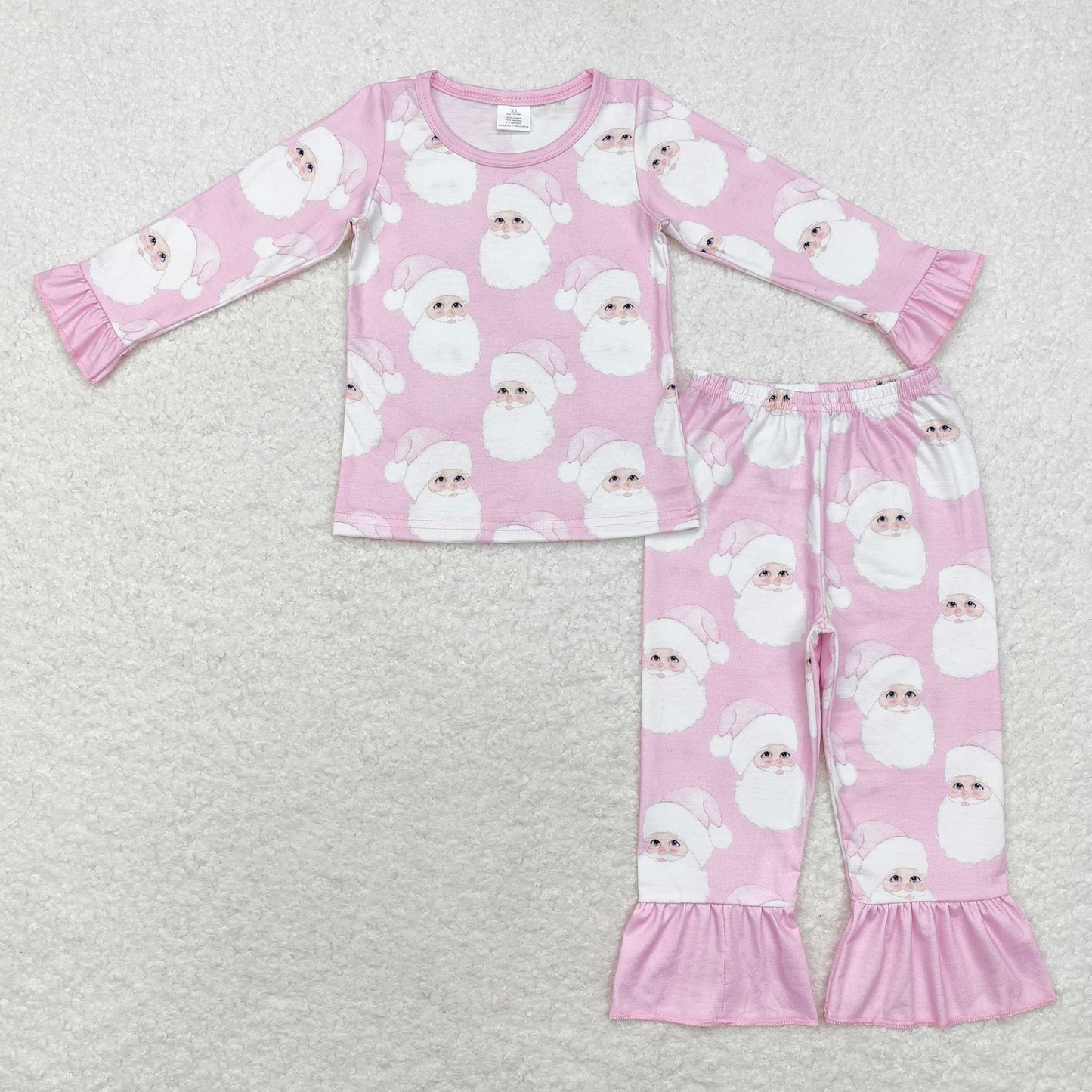 ruffle pink santa print bamboo pajama