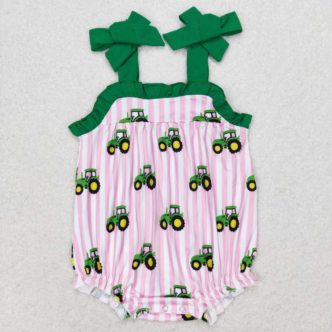 strap pink stripe tractor baby girl bubble