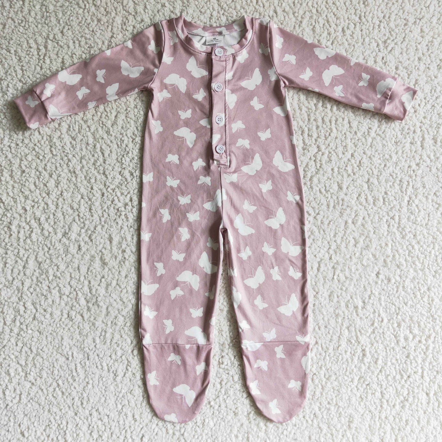 butterfly baby footie button romper