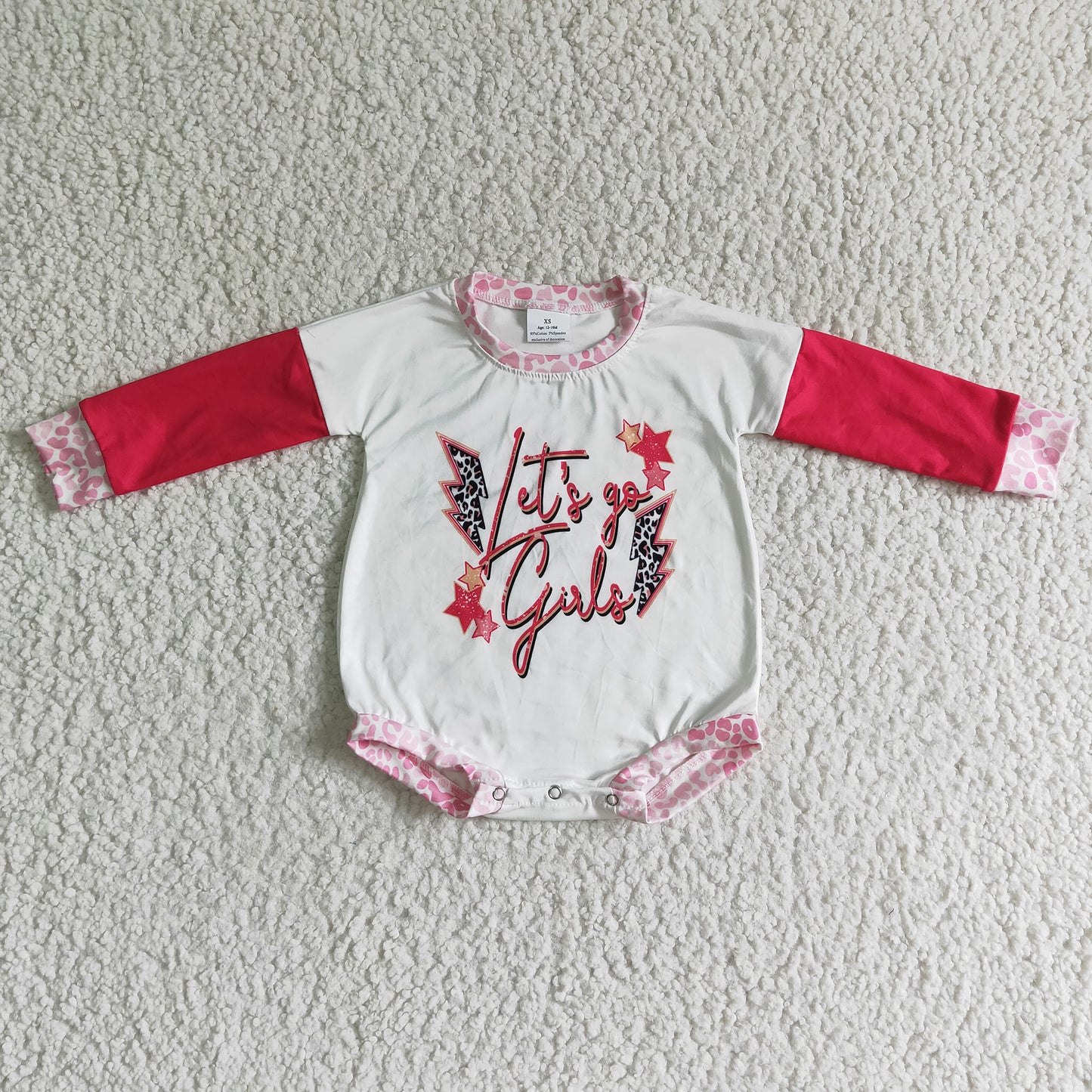 lightning let's go girl white baby romper