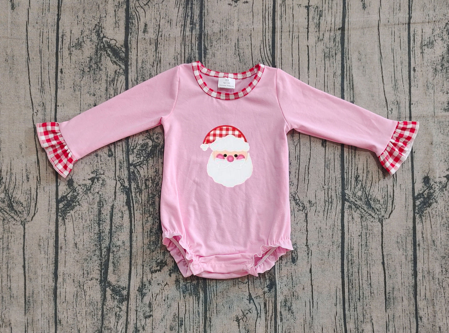 Pre order pink long sleeve santa bubble (do embroidery)