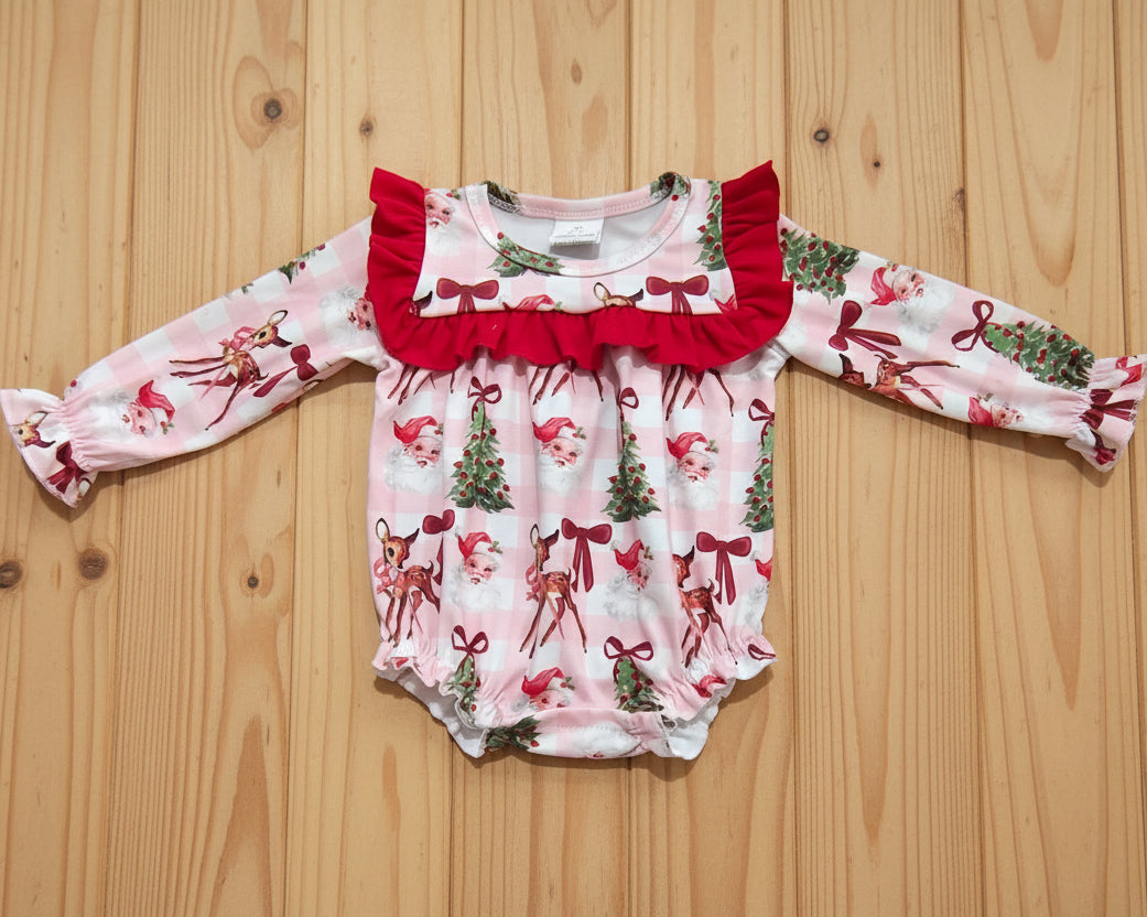 Christmas tree deer baby girl bubble