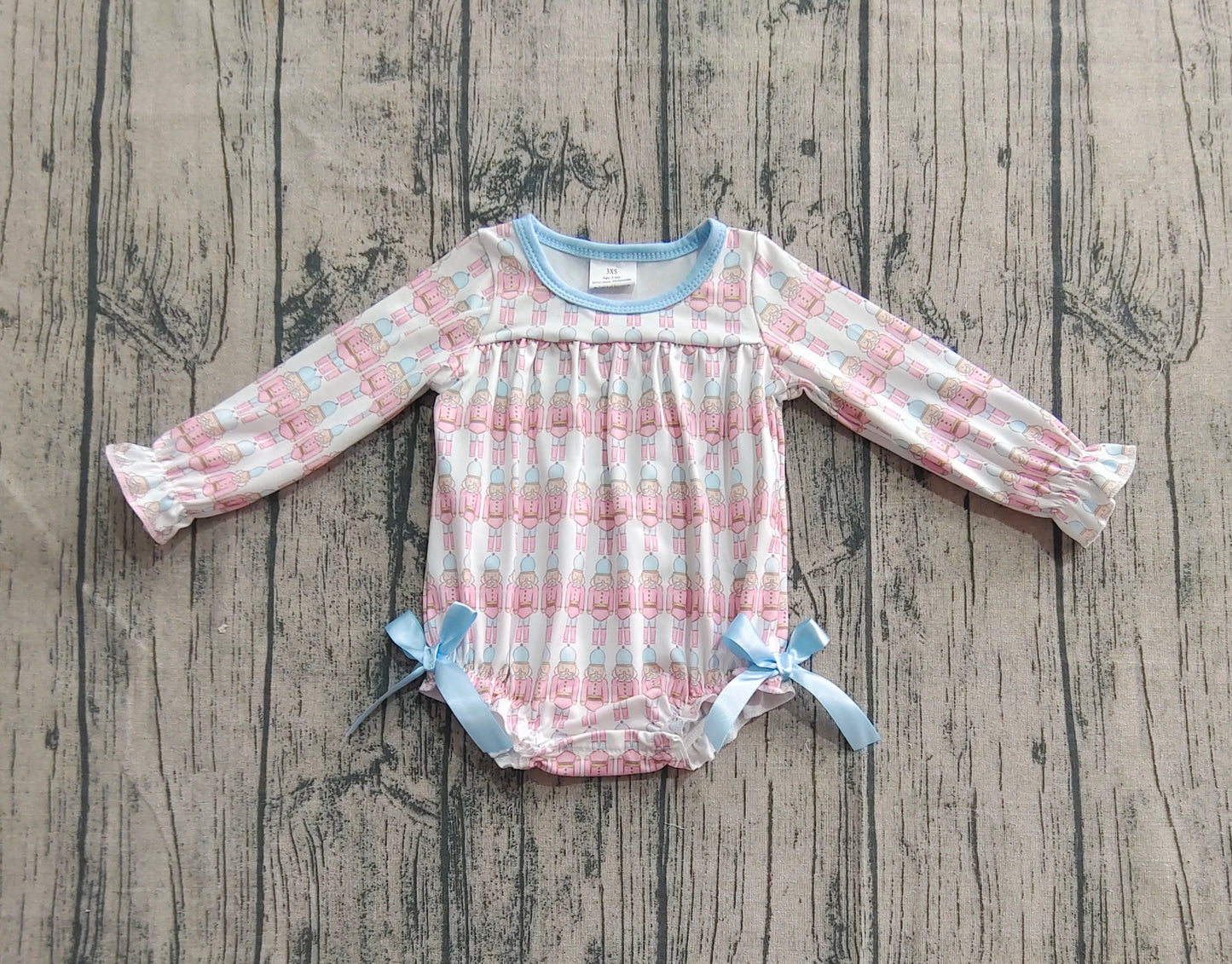 long sleeve nutcracker Christmas baby girl romper