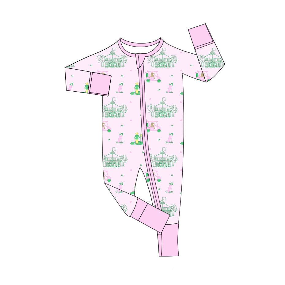 Pre order pink golf baby girl sleeper