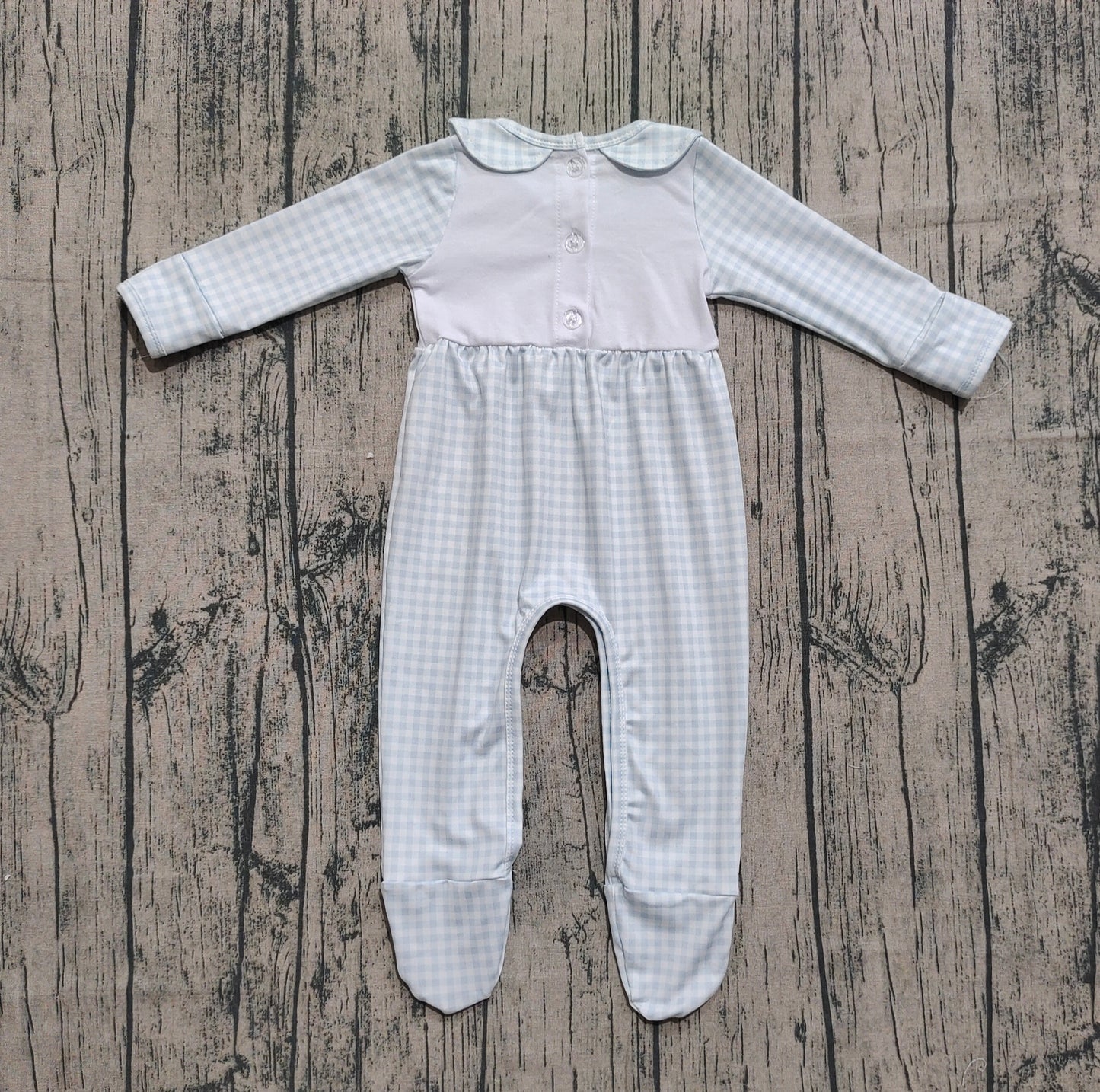 Pre order gingham pumpkin footie sleeper (do embroidery)