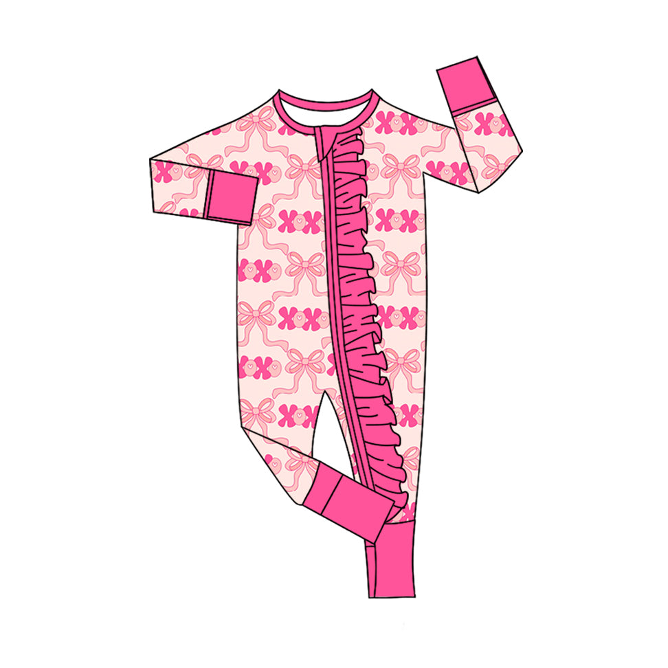 Pre order xoxo pink bow baby girl sleeper
