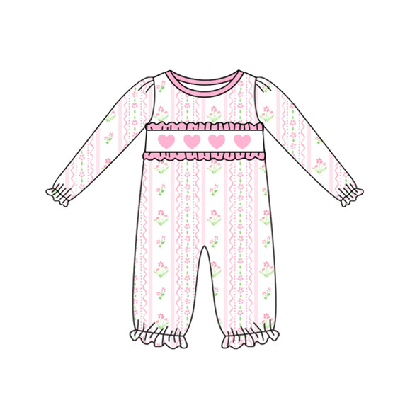 Pre order pink heart flower baby girl romper
