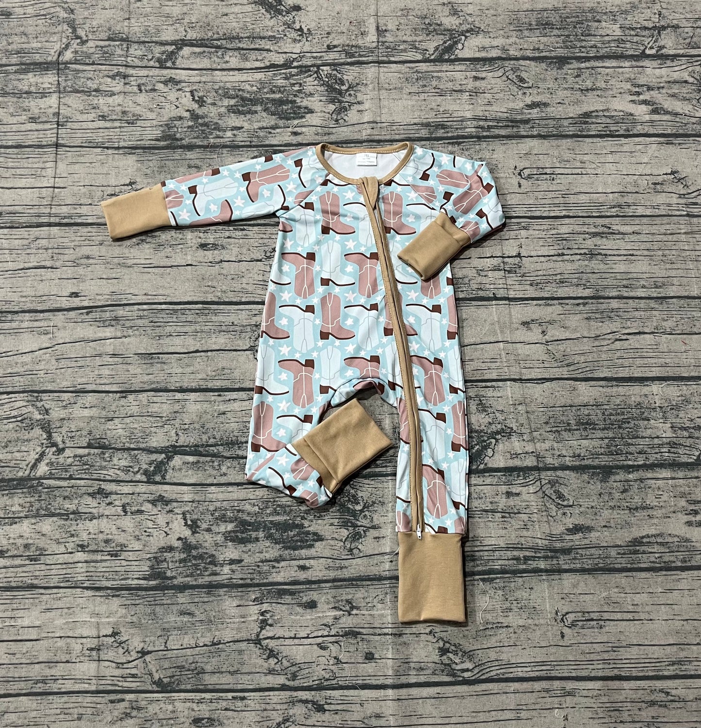 Pre order cowgirl boots baby boy sleeper