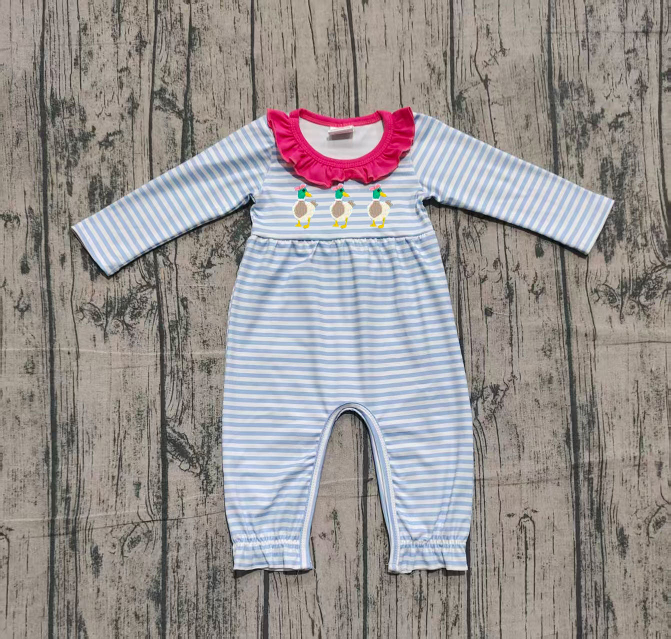 Pre order duck romper stripes (do embroidery)