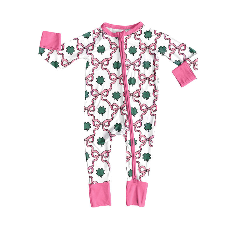 Pre order long sleeve pink coquette four-leaf clover sleeper