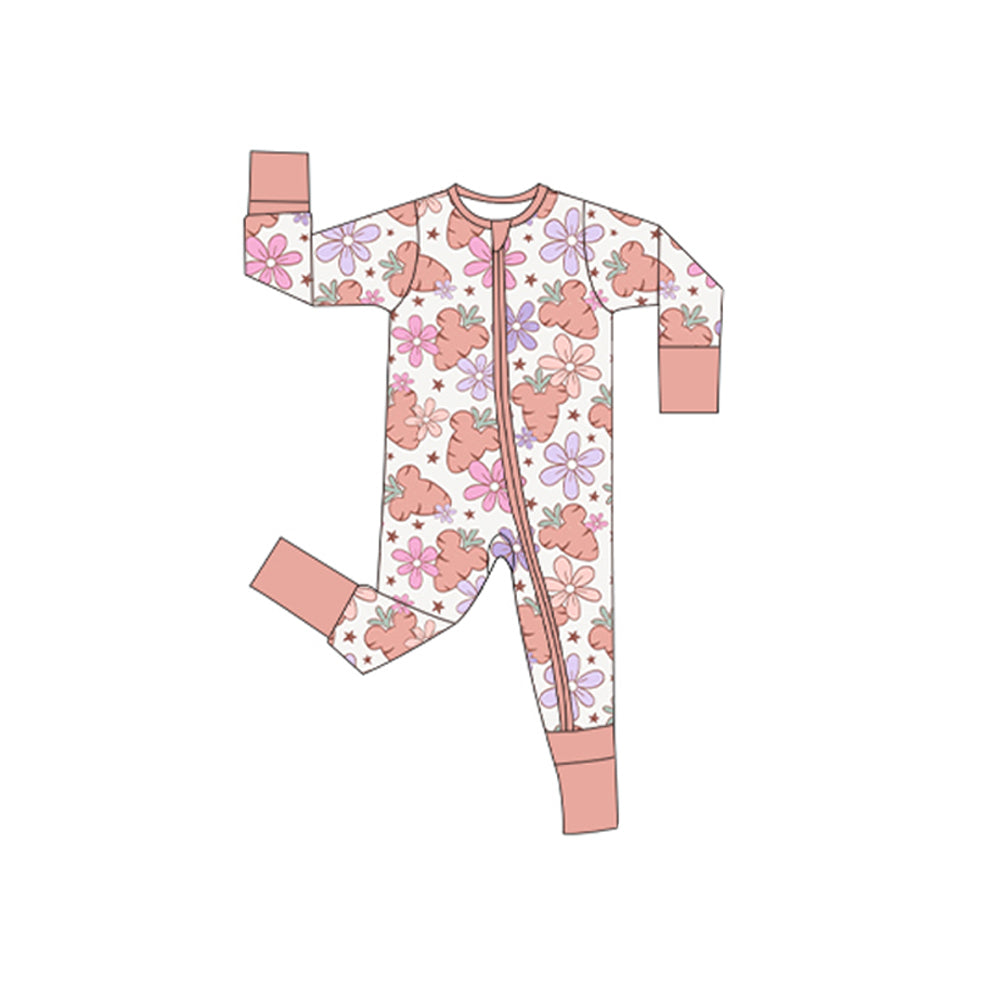 Pre order floral carrot baby girl sleeper