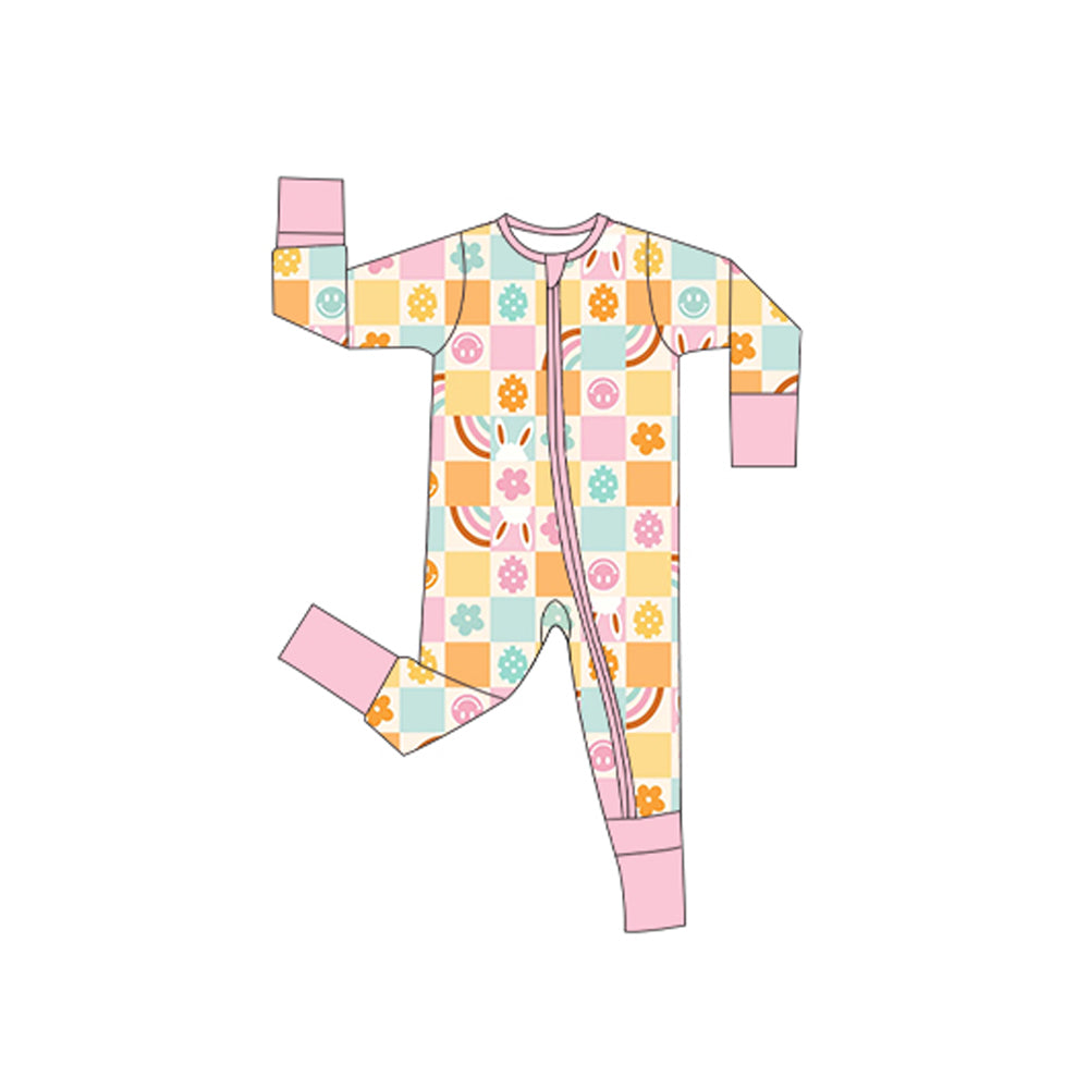 Pre order easter checkered baby girl sleeper